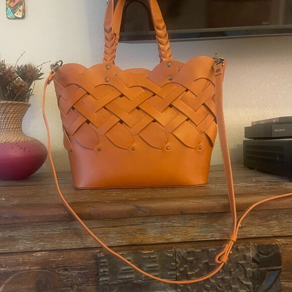 Sundance Woven Leather Tote Purse - Picture 3 of 8